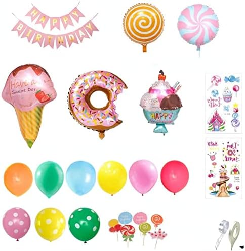 Детски рожден Ден FUNLULU Алуминиево Фолио Хавай Бонбони, сладолед, Понички, Бонбони, Балон Слънцето Дъга Балон Усмивка Дъга