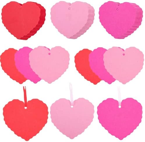 SallyFashion 240 бр. Подарък Етикети със Сърца на Св. Валентин, Розови Хартиени Бележки Във Формата на Сърце,