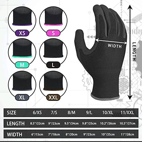 Защитни тънки работни ръкавици FJDZ с антиоксидантна полиуретанова боя с покритие - 12 двойки за точност, градинарство, обща