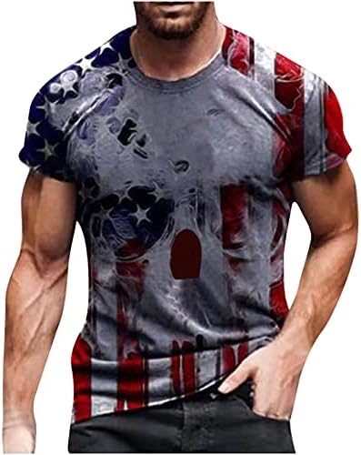 NaRHbrg Плюс Размера на Мъжки Графични Тениски С 3D Модел на Американския Винтажного Флаг, Тениска С Кръгло Деколте, Спортни и Ежедневни Облекла За Фитнес, Тениски