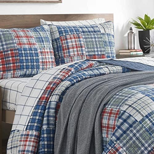 Наутика - Комплект одеяла кралски размери, Всесезонное Памучно Домашно спално бельо, лесно и обръща (Raeford Blue, King)