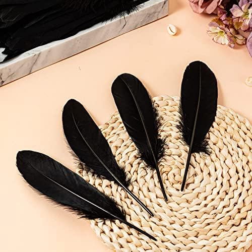 Piokio 100 бр естествени черни гъши пера на едро на 6-8 см (15-20 см), за да украсяват кифли, diy и на Ловеца на сънища