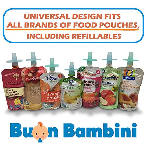 Пълнители за бебешка храна Buon Bambini Soft Sip с футляром за пътуване, Силикон, с Цвят на морска вълна /Син, 2 опаковки