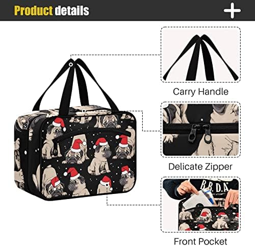 Коледна Чанта за тоалетни принадлежности със Сладък Куче за Жени, Пътна Косметичка, Органайзер с Извънбордов на