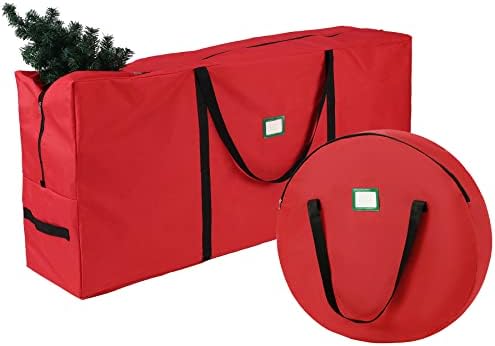 Чанта за съхранение на коледни дърво коледна Венци, 2 опаковки, Контейнери, пакети, Обхващащи Изкуствена Коледна елха с размер до 9 фута и 30-инчови Празнични Венци, Г?