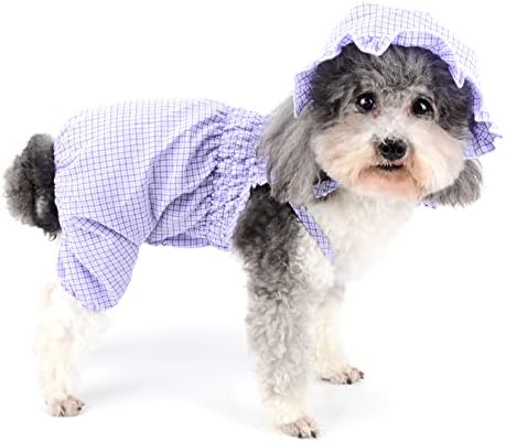 Пижами за малки Кучета Ranphy, Решетчатая Пижами, Пижамные Ризи за Кученца с Шапка, Гащеризон за Кучета, Пуловер за Котки,