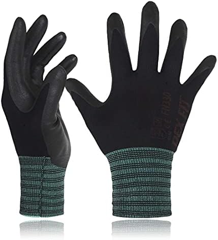 Работни ръкавици от нитрил ДЕКС FIT FN330, 1 чифт, Еластична засаждане на 3D-комфорт, здрав захват, тънки и леки, съвместими