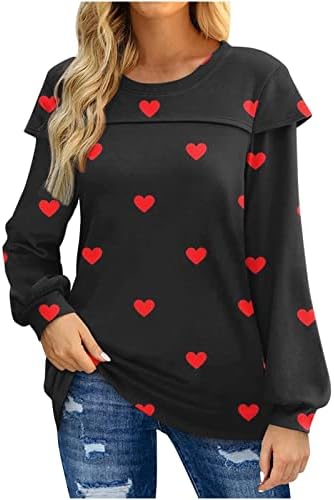 Ризи за Свети Валентин за Жени, Тениска с Принтом във формата на Сърце, добре облечени Хубава Празнична Туника, Блузи