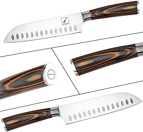 Нож imarku Santoku, 7-инчов с Кухненски нож, Ультраострый Нож Азиатски, Японски Нож на главния готвач - Немска HC Неръждаема
