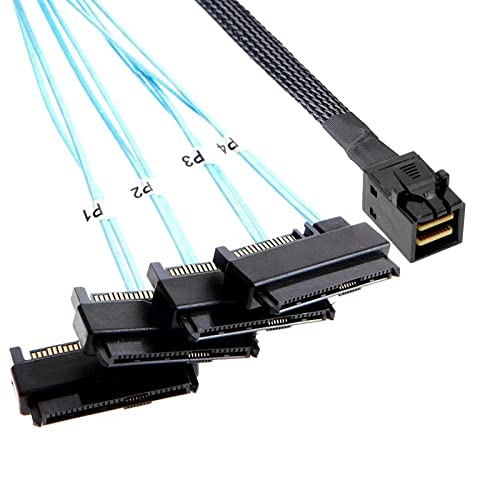 Кабел ADCAUDX Mini SAS-SAS: 1 М Съединител СФФ-8643-SAS СФФ-8643 -СФФ-8482 4X SAS 29Pin с кабел адаптер за захранване