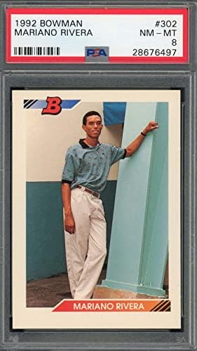 Мариано Ривера 1992 Бейзболна картичка начинаещ Боумена RC 302 С оценка на PSA 8