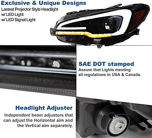 ZMAUTOPARTS Led Клиенти Проектор Пореден сигнал Фарове Черно/Опушен е Съвместим със Subaru WRX STI 2015-2020