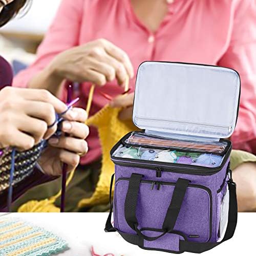 Чанта за плетене Teamoy, Органайзер за съхранение на прежди с капак и вътрешна преграда (зашит към дъното) за вязальных
