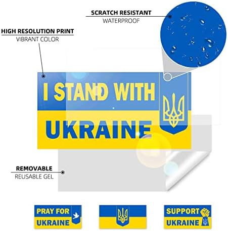 Етикети с Флага на Украйна, аз Стоя с Украйна, Автомобилни Стикери, 5x3 Инча, Поддръжка на украинската Винил Етикети, Молете се за Украйна, Стикер на прозореца с Тризъ?