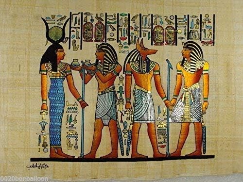 Комплект от 25 египетски папирусов 8 x12 (20x30 см), Оригинална Ръчно Рисувани, Древен фараон, Азбуки, Листове папирусов, Превъртане,