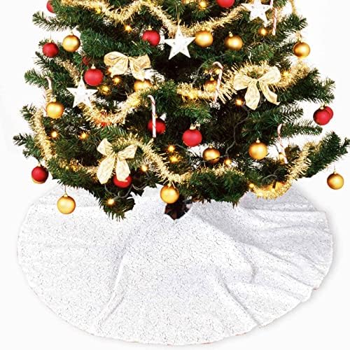 Пола за Коледната елха, Пола, за елхи с пайети, Украса за Коледното Бор, Изкуствена Пола за Коледната Елха, Празничен Декор (30 см, бяло)
