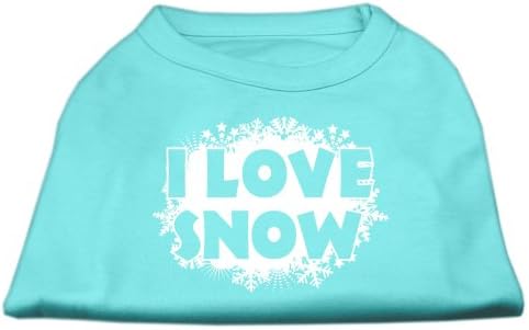 Mirage Pet Products 18-Цолови Тениски с екран печатни I Love Snow за домашни любимци, XX-Large, Черен