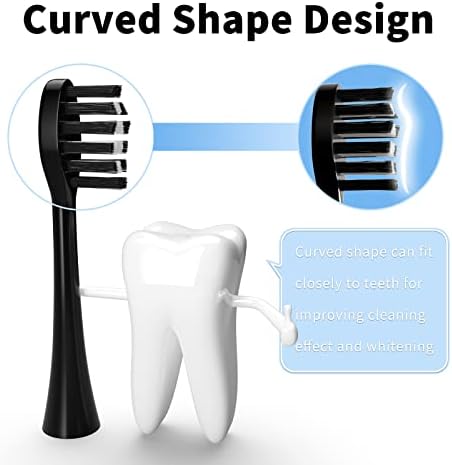 Сменяеми глави четка за зъби, съвместима с електрическа четка за зъби Gleem, W-образен дизайн с найлонов косъм (черен)