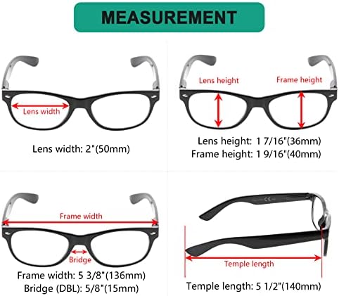 Eyekepper Класически Очила за четене на 80-те години за жените, 5 опаковки, Ридеры в черна рамка + 1,75