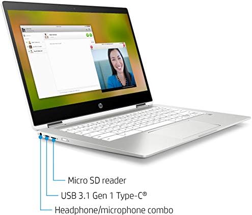 Лаптоп HP X360 2in1 Chromebook с 14-инчов сензорен екран с висока разделителна способност за бизнес и студенти,