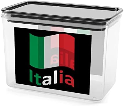 Италия Контейнери за съхранение с италиански флаг Прозрачна пластмасова кутия с капак за многократна употреба, контейнери за кухненски зърнени храни, закуски, на ?