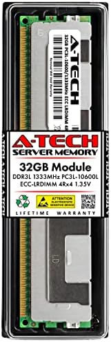 A-Tech 32 GB оперативна памет за HP ProLiant DL380p G8 - DDR3L 1333 Mhz, PC3-10600 ECC С намалена натоварване LRDIMM 4Rx4 1,35 В Единен сървър
