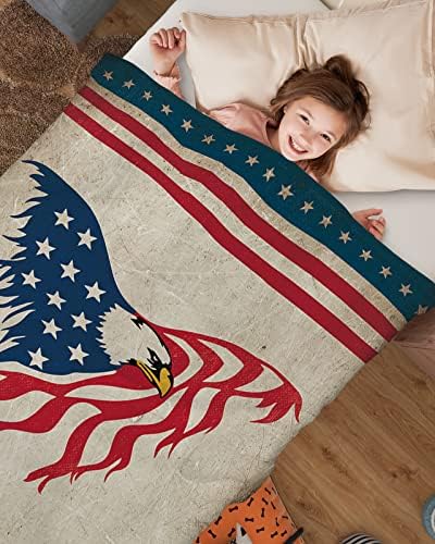 Плюшевое Детско Одеало, Меко Одеяло за деца за Момичета и момчета, Винтажное Детско Одеало с образа на американския Флаг,