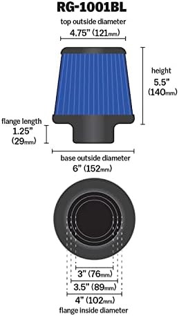 Универсален въздух K &N с зажимным филтър: Високоефективен филтър премиум-клас, моющийся, сменяеми филтъра: Диаметър на