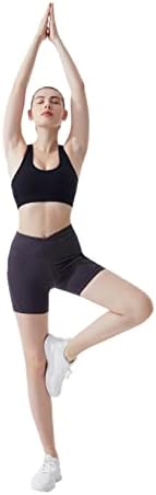 Дамски спортни къси Панталони за йога rosyclo 5 инча с висока Талия и Странични джобове, Непрозрачни Спортни Шорти за контрол