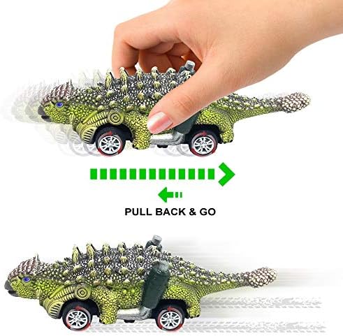 Играчката Динозаврите DINOBROS с Откидывающимися Автомобилите, 6 Опаковки Играчка-Динозавър за момчета 3 години и деца,