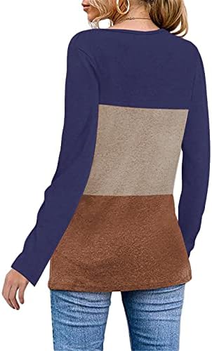 Дамски Ежедневни Блузи с дълъг ръкав, в цвят Блок, Есенна Мода Плиссированная Тениска С V-образно деколте, Удобна Блуза