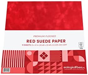 Висококачествена Флокированная Замшевая хартия от екологични влакна, 12 x 12, Червена, Опаковка от 10