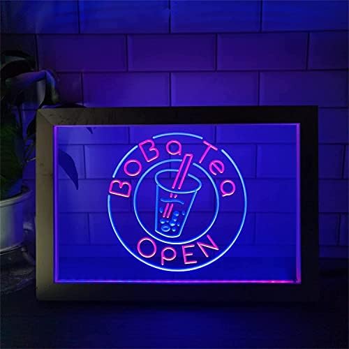 Led неонова реклама DVTEL Boba Чай, Нощни осветителни тела с отворен Интериор, USB Акрилни Неонова Лампа,