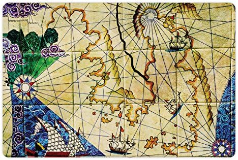 Foldout Компас, Подложка за Домашни за Храна и Вода, Старата Морска Карта, Исторически Територия, Географска Илюстрация, Правоъгълен