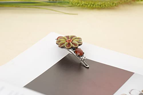 Шнола за коса от Яспис, Ахат, корал, сребърен Традиционна сватбена шнола с пеперуда и цвете на финикс за гъста коса