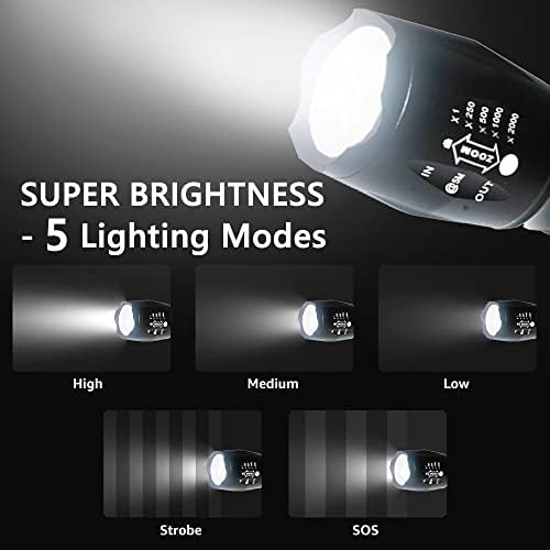 Japard 1600 Lumen Super Brightness LED XML-T6, Тактически фенер, Факел, 5 режима на осветление, Мащабируем, IP44