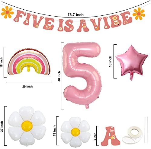 Five - Това Вибро-Банер с въздушни топки с Преливащи се цветове маргаритки, Шикозни Декорации за партита в чест на
