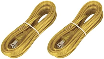 Aspen Creative, Златен, 21201-2A, Комплект кабел за лампа с дължина 15 Метра, с Формованным поляризирана приставка адаптер, 2, точка 2