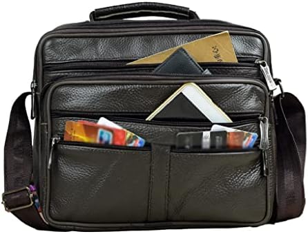 DNATS Мъжки чанти-Месинджър От Естествена Кожа, Кафе Цвят със Среден Размер, Мъжки чанти-Тоут, Портфолио