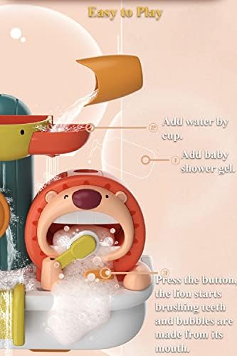 NEXTAKE Bubble Maker & Water Fall Играчка За Баня, Забавен Двоен Режим на Къпане Лъв Играчка За Баня Водопад, Водно Колело