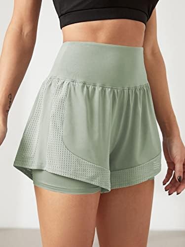 Байкерские шорти HUYUE, Дамски Спортни панталони с сетчатыми вложки, байкерские панталони Женски (Цвят: Мятно-зелен, Размер: