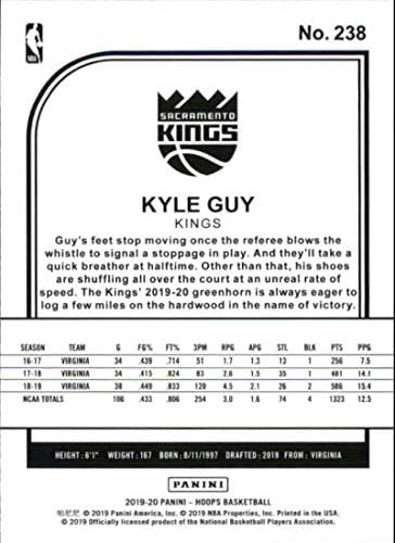2019-20 Обръчи Панини Лилаво 238 Баскетболно карта Kayla Гай Сакраменто Кингс НБА