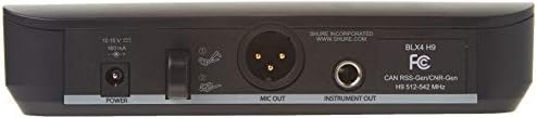 Безжичен едноканален приемник Shure BLX4 с функция за бързо почистване на честотата, led индикатор за състоянието на звука, изходи на XLR и 1/4, за използване с безжични сист