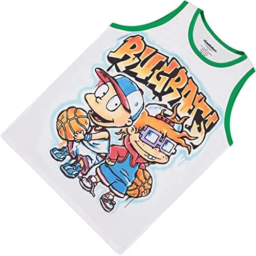 Мъжка класическа риза на 90-те години на Nickelodeon - часа rugrats Jersey - Рептар, Томи, Чъки и Фил Тантоп