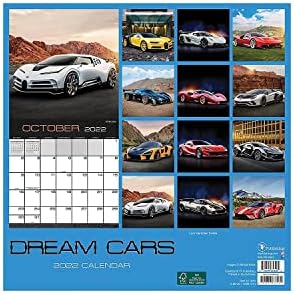 TF PUBLISHING - Стенен календар Dream Cars 2022 - Органайзер за дома и офиса - Голяма месечна мрежа за планиране и разписания Бонус месеци - 12 x12