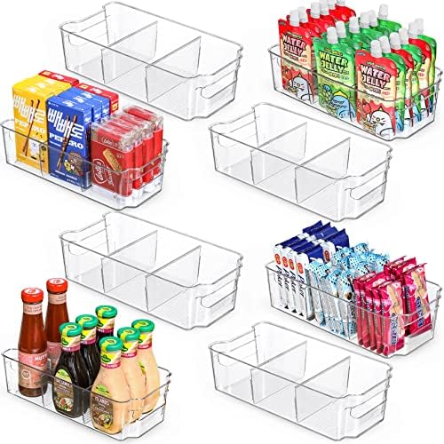 Комплект от 8 многократна употреба Прозрачни чекмеджета-организаторите с подвижни прегради - Организация и съхранение на закуски, хранителни продукти, килери - Кут
