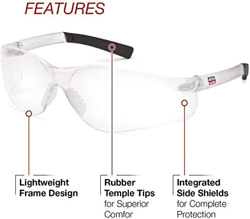 Защитни очила Lincoln Electric с Бифокальными лещи | 2,50 Диоптър | Мека Гумена дограма | Прозрачни лещи |K3117-250
