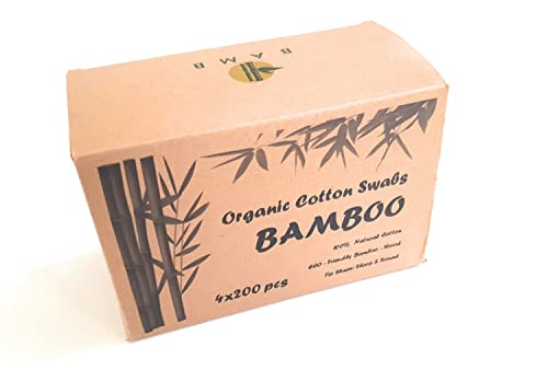 Два съвета I Бамбукови почистване на ухото I 4 х 200 карата Биоразградими I Органични I От естествен памук
