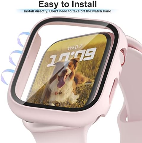 [6 опаковки] WISKII Съвместим калъф Apple Watch Series 8 7 45 ММ, със защитно фолио за екрана, твърд КОМПЮТЪР,