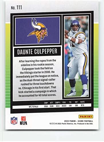 2022 Сметка на 111 Даунте Culpepper, Ню Йорк-Минесота Викингс, NFL